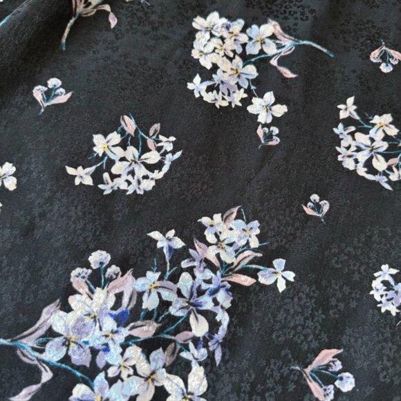 Rebecca Taylor Womens 2 100% Silk Floral Hydrangea Black Dress Tie Waist Modes - Picture 8 of 8